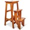 3-Step Folding Ladder Stool Bench 3-in-1 Rubber Wood Heavy Duty